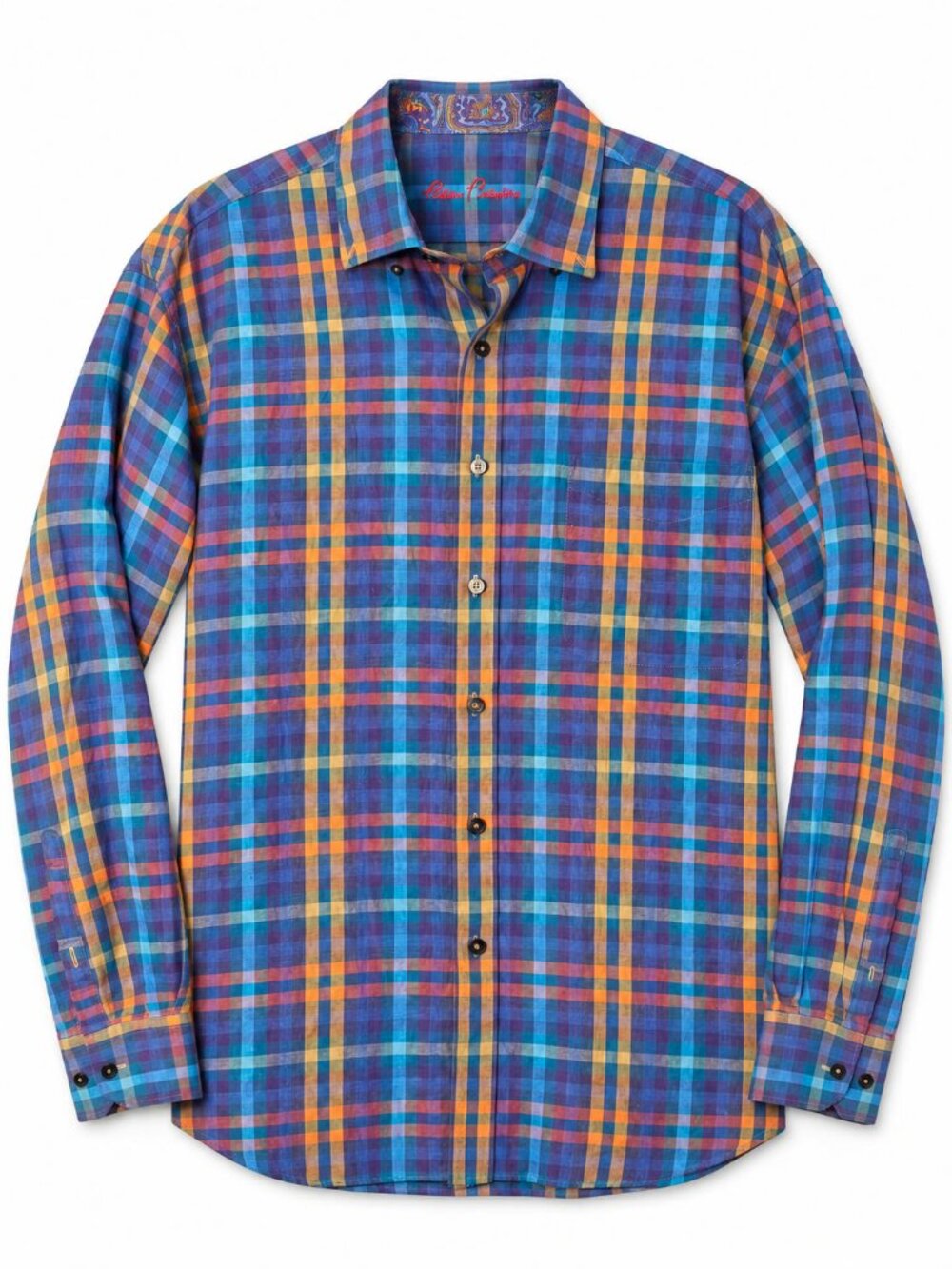 Alan Flusser Multicolor Plaid Button-Down Shirt L Long Sleeve
